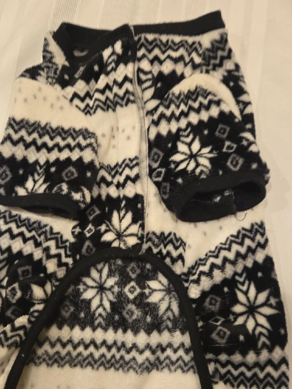 Fair Isle Black & White Fleece Dog Onsie
